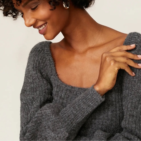 Rebecca Minkoff Grey Wool Puff Sleeve Pixi Sweater - Picture 4 of 4